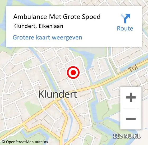 Locatie op kaart van de 112 melding: Ambulance Met Grote Spoed Naar Klundert, Eikenlaan op 10 april 2016 16:56