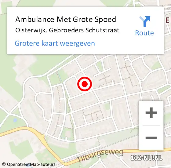 Locatie op kaart van de 112 melding: Ambulance Met Grote Spoed Naar Oisterwijk, Gebroeders Schutstraat op 10 april 2016 17:15