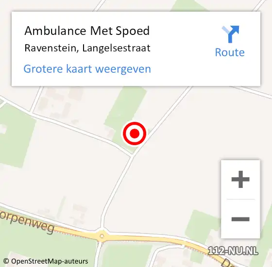 Locatie op kaart van de 112 melding: Ambulance Met Spoed Naar Ravenstein, Langelsestraat op 10 april 2016 19:20