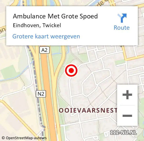 Locatie op kaart van de 112 melding: Ambulance Met Grote Spoed Naar Eindhoven, Twickel op 10 april 2016 19:46