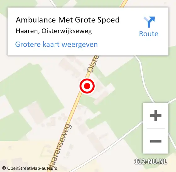 Locatie op kaart van de 112 melding: Ambulance Met Grote Spoed Naar Haaren, Oisterwijkseweg op 10 april 2016 20:16