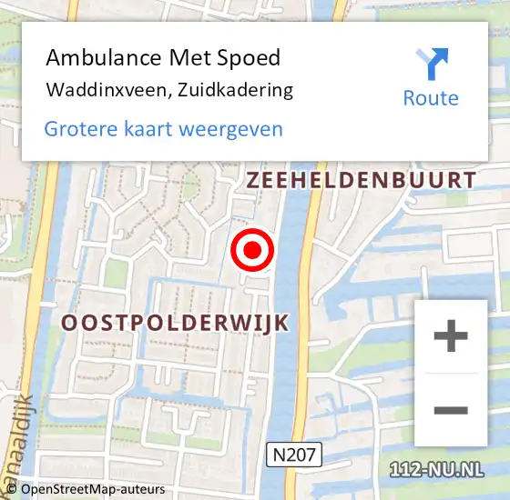 Locatie op kaart van de 112 melding: Ambulance Met Spoed Naar Waddinxveen, Zuidkadering op 10 april 2016 20:53