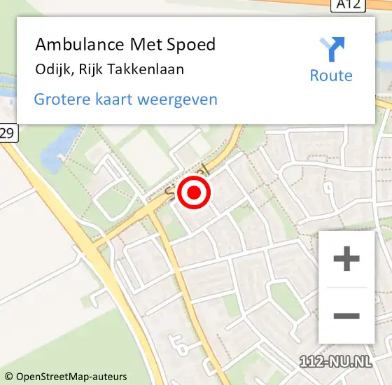 Locatie op kaart van de 112 melding: Ambulance Met Spoed Naar Odijk, Rijk Takkenlaan op 10 april 2016 21:28