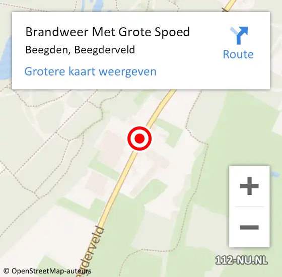 Locatie op kaart van de 112 melding: Brandweer Met Grote Spoed Naar Beegden, Beegderveld op 10 april 2016 22:09