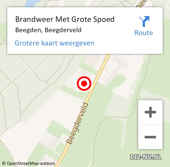 Locatie op kaart van de 112 melding: Brandweer Met Grote Spoed Naar Beegden, Beegderveld op 10 april 2016 22:11