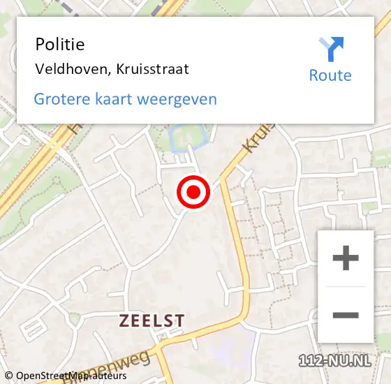 Locatie op kaart van de 112 melding: Politie Veldhoven, Kruisstraat op 10 april 2016 22:37