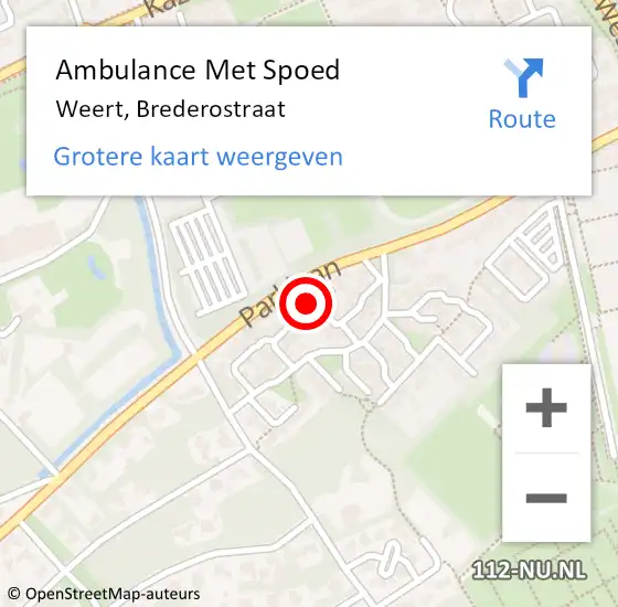 Locatie op kaart van de 112 melding: Ambulance Met Spoed Naar Weert, Brederostraat op 11 december 2013 15:06