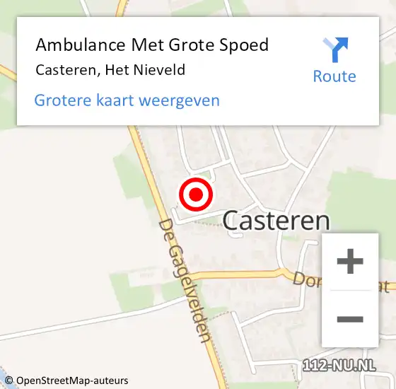 Locatie op kaart van de 112 melding: Ambulance Met Grote Spoed Naar Casteren, Het Nieveld op 10 april 2016 23:05