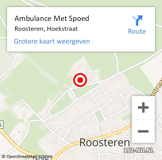 Locatie op kaart van de 112 melding: Ambulance Met Spoed Naar Roosteren, Hoekstraat op 11 april 2016 00:33