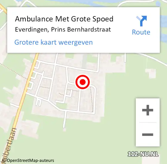 Locatie op kaart van de 112 melding: Ambulance Met Grote Spoed Naar Everdingen, Prins Bernhardstraat op 11 april 2016 02:16