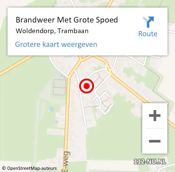 Locatie op kaart van de 112 melding: Brandweer Met Grote Spoed Naar Woldendorp, Trambaan op 11 april 2016 06:12