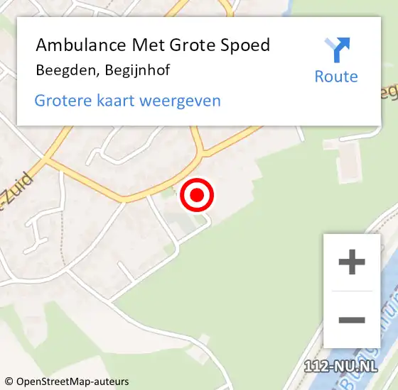 Locatie op kaart van de 112 melding: Ambulance Met Grote Spoed Naar Beegden, Begijnhof op 11 april 2016 06:16