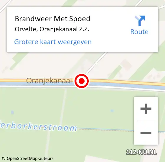 Locatie op kaart van de 112 melding: Brandweer Met Spoed Naar Orvelte, Oranjekanaal Z.Z. op 11 april 2016 07:13