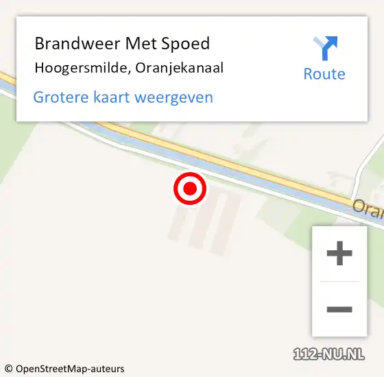 Locatie op kaart van de 112 melding: Brandweer Met Spoed Naar Hoogersmilde, Oranjekanaal op 11 april 2016 07:16