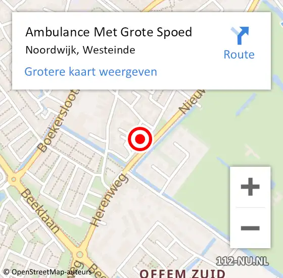 Locatie op kaart van de 112 melding: Ambulance Met Grote Spoed Naar Noordwijk, Westeinde op 11 april 2016 07:48