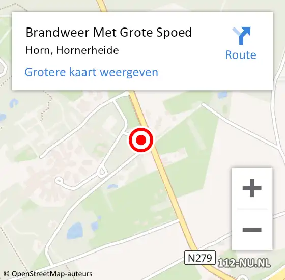 Locatie op kaart van de 112 melding: Brandweer Met Grote Spoed Naar Horn, Hornerheide op 11 april 2016 07:50