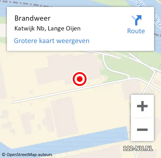 Locatie op kaart van de 112 melding: Brandweer Katwijk Nb, Lange Oijen op 11 april 2016 09:20