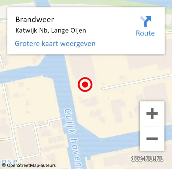 Locatie op kaart van de 112 melding: Brandweer Katwijk Nb, Lange Oijen op 11 april 2016 09:28