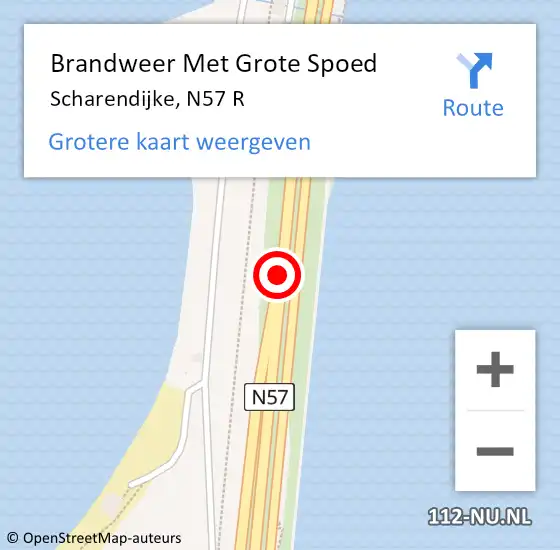 Locatie op kaart van de 112 melding: Brandweer Met Grote Spoed Naar Scharendijke, N57 R op 11 april 2016 09:40