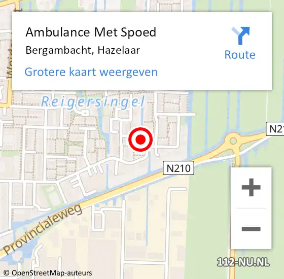 Locatie op kaart van de 112 melding: Ambulance Met Spoed Naar Bergambacht, Hazelaar op 11 december 2013 15:41