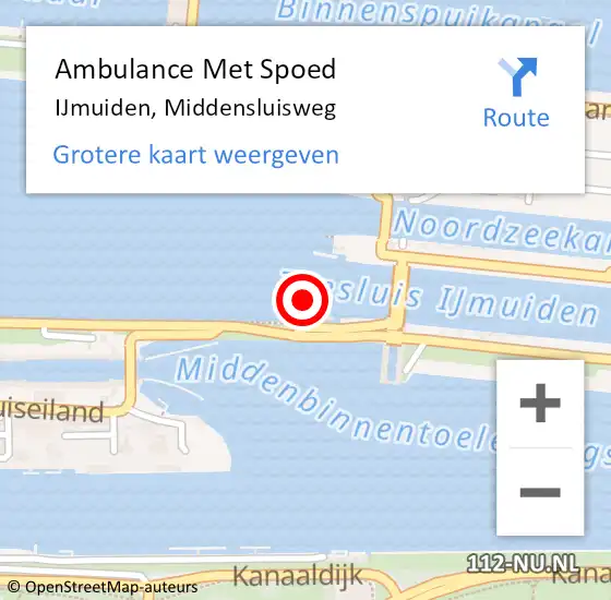 Locatie op kaart van de 112 melding: Ambulance Met Spoed Naar IJmuiden, Middensluisweg op 11 april 2016 10:12