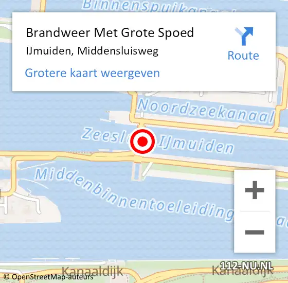 Locatie op kaart van de 112 melding: Brandweer Met Grote Spoed Naar IJmuiden, Middensluisweg op 11 april 2016 10:12