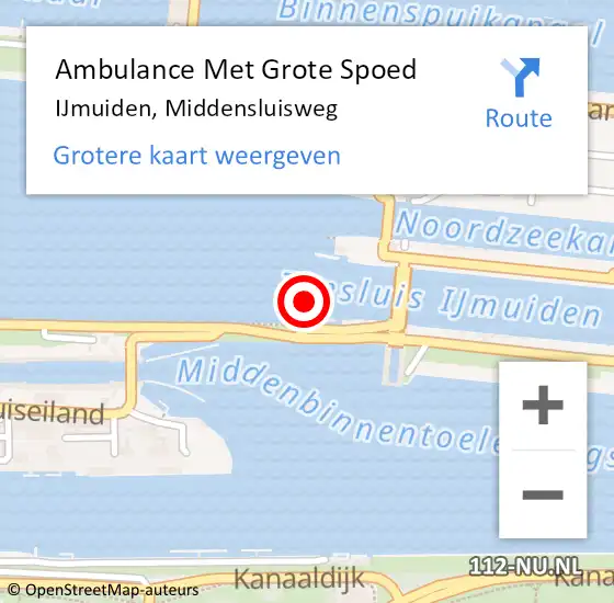 Locatie op kaart van de 112 melding: Ambulance Met Grote Spoed Naar IJmuiden, Middensluisweg op 11 april 2016 10:13