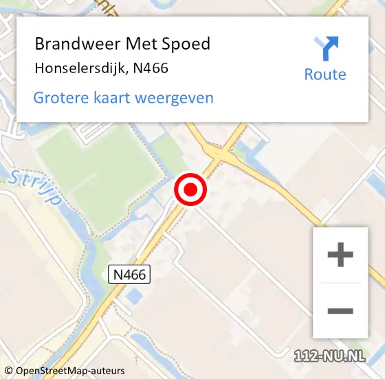 Locatie op kaart van de 112 melding: Brandweer Met Spoed Naar Honselersdijk, N466 op 11 april 2016 10:44