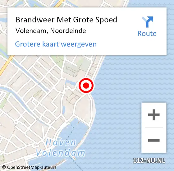 Locatie op kaart van de 112 melding: Brandweer Met Grote Spoed Naar Volendam, Noordeinde op 11 april 2016 11:40