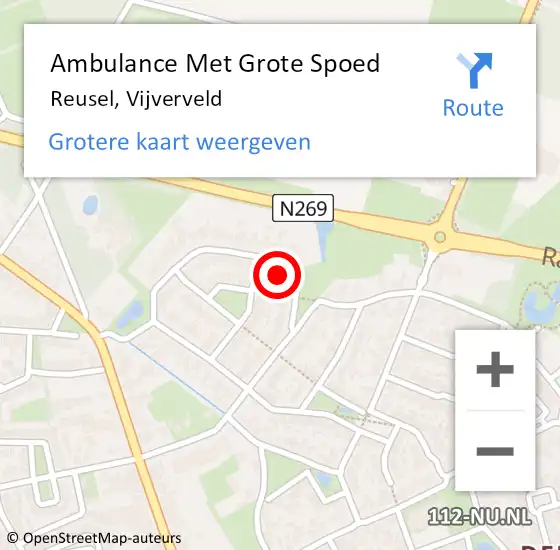 Locatie op kaart van de 112 melding: Ambulance Met Grote Spoed Naar Reusel, Vijverveld op 11 april 2016 12:14