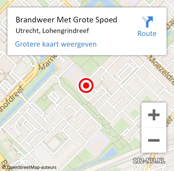 Locatie op kaart van de 112 melding: Brandweer Met Grote Spoed Naar Utrecht, Lohengrindreef op 11 april 2016 12:15