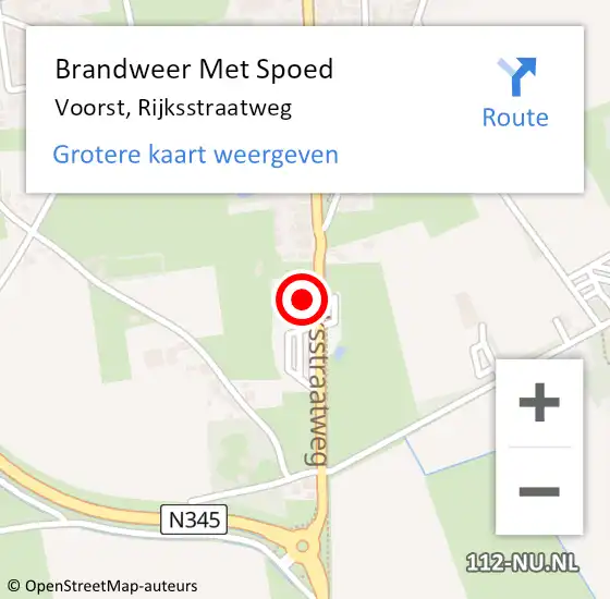 Locatie op kaart van de 112 melding: Brandweer Met Spoed Naar Voorst, Rijksstraatweg op 11 april 2016 12:29