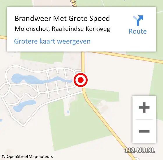 Locatie op kaart van de 112 melding: Brandweer Met Grote Spoed Naar Molenschot, Raakeindse Kerkweg op 11 april 2016 12:30