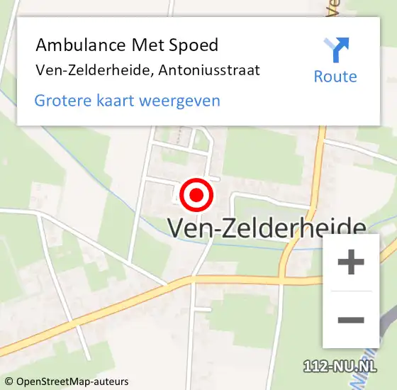 Locatie op kaart van de 112 melding: Ambulance Met Spoed Naar Ven-Zelderheide, Antoniusstraat op 11 december 2013 15:56