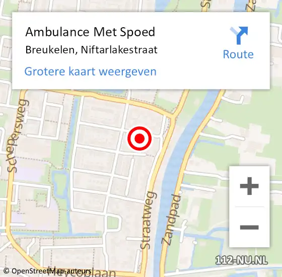 Locatie op kaart van de 112 melding: Ambulance Met Spoed Naar Breukelen, Niftarlakestraat op 11 april 2016 12:40