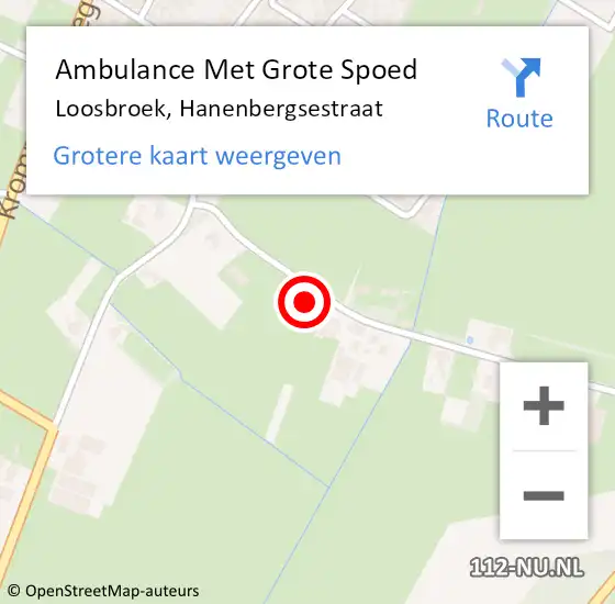 Locatie op kaart van de 112 melding: Ambulance Met Grote Spoed Naar Loosbroek, Hanenbergsestraat op 11 december 2013 16:03