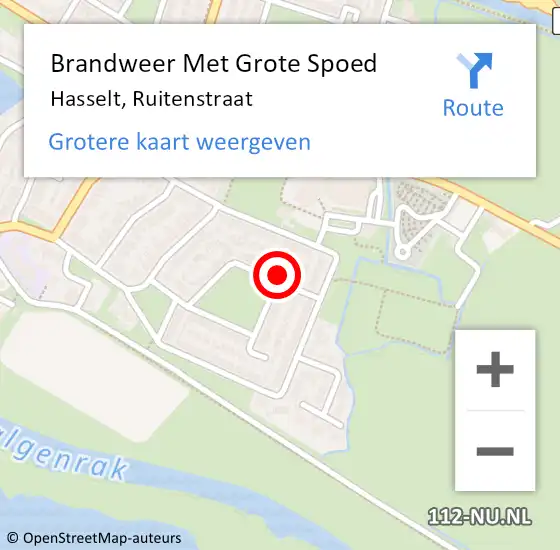 Locatie op kaart van de 112 melding: Brandweer Met Grote Spoed Naar Hasselt, Ruitenstraat op 11 april 2016 13:24