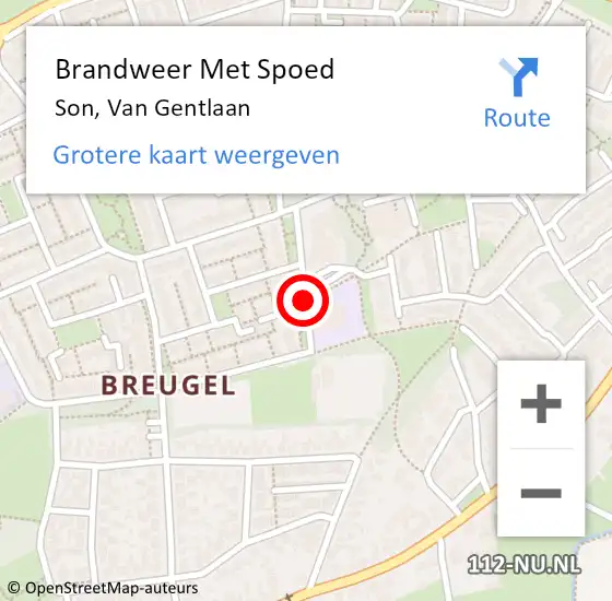 Locatie op kaart van de 112 melding: Brandweer Met Spoed Naar Son, Van Gentlaan op 11 december 2013 16:05