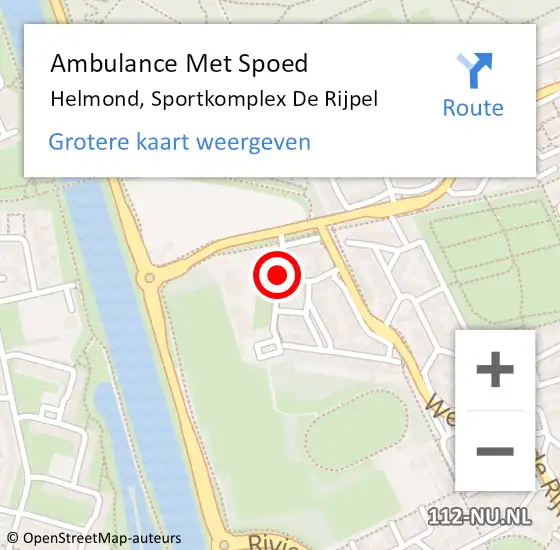 Locatie op kaart van de 112 melding: Ambulance Met Spoed Naar Helmond, Sportkomplex De Rijpel op 11 april 2016 13:53