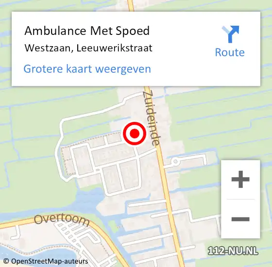 Locatie op kaart van de 112 melding: Ambulance Met Spoed Naar Westzaan, Leeuwerikstraat op 11 april 2016 14:24