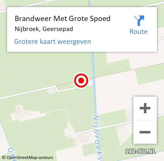 Locatie op kaart van de 112 melding: Brandweer Met Grote Spoed Naar Nijbroek, Geersepad op 11 april 2016 14:26