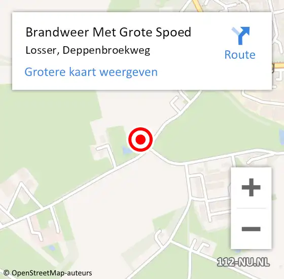 Locatie op kaart van de 112 melding: Brandweer Met Grote Spoed Naar Losser, Deppenbroekweg op 11 april 2016 14:26