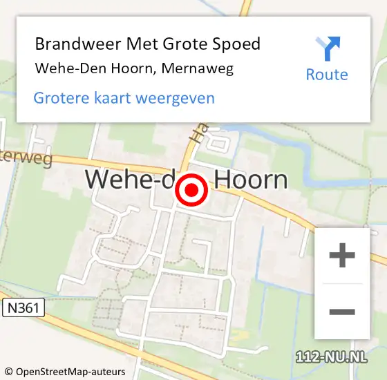 Locatie op kaart van de 112 melding: Brandweer Met Grote Spoed Naar Wehe-Den Hoorn, Mernaweg op 11 april 2016 14:27