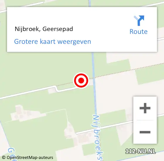 Locatie op kaart van de 112 melding:  Nijbroek, Geersepad op 11 april 2016 14:54