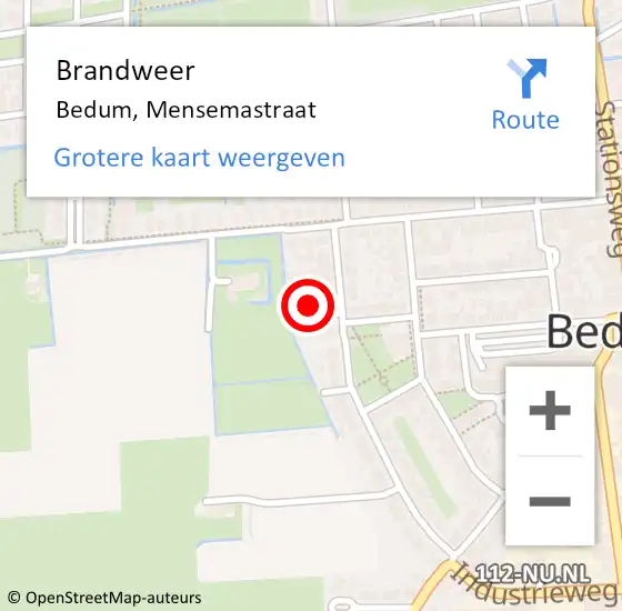 Locatie op kaart van de 112 melding: Brandweer Bedum, Mensemastraat op 11 december 2013 16:22