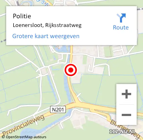 Locatie op kaart van de 112 melding: Politie Loenersloot, Rijksstraatweg op 11 april 2016 16:33