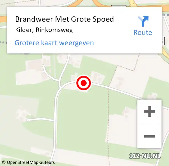 Locatie op kaart van de 112 melding: Brandweer Met Grote Spoed Naar Kilder, Rinkomsweg op 11 april 2016 16:33