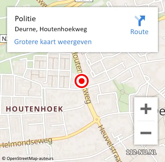 Locatie op kaart van de 112 melding: Politie Deurne, Houtenhoekweg op 11 april 2016 16:39