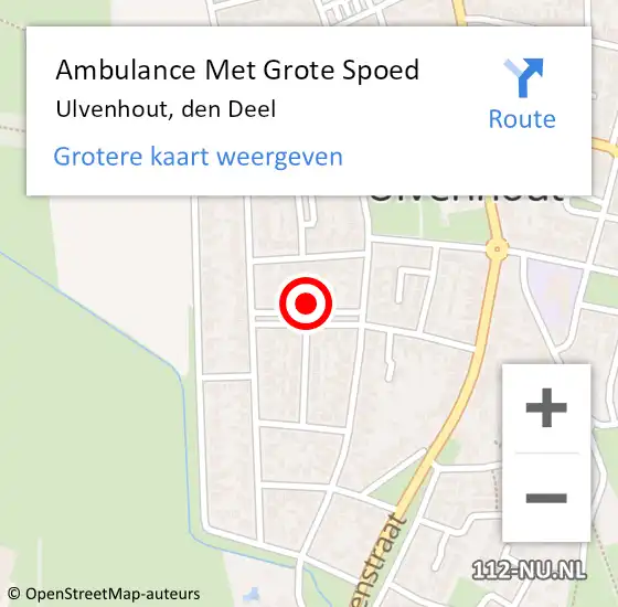 Locatie op kaart van de 112 melding: Ambulance Met Grote Spoed Naar Ulvenhout, den Deel op 11 april 2016 18:05