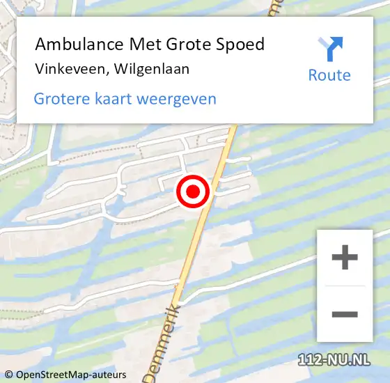 Locatie op kaart van de 112 melding: Ambulance Met Grote Spoed Naar Vinkeveen, Wilgenlaan op 11 april 2016 18:51